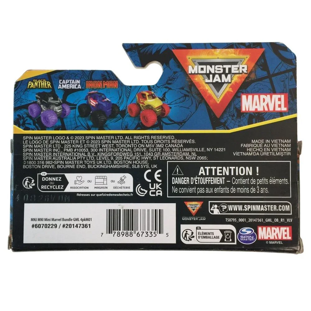 Monster Jam‎ Mini Truck Marvel Black Panther Captain America Iron Man Series 1